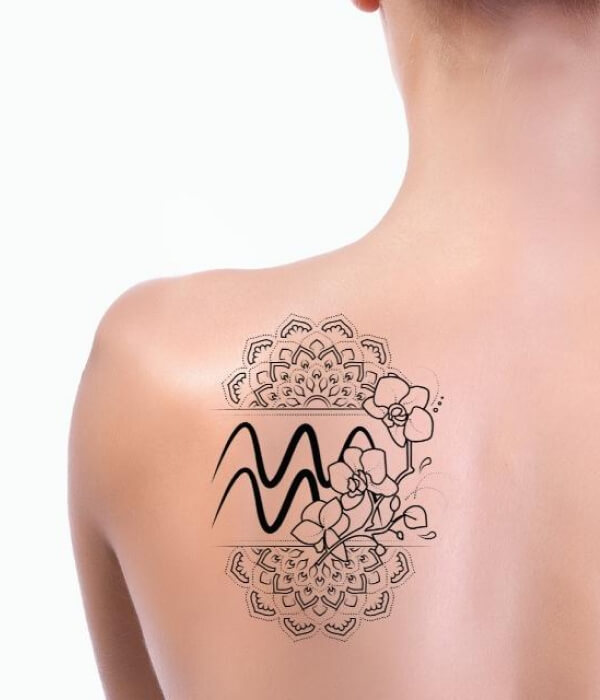 Aquarius tattoo in mandala