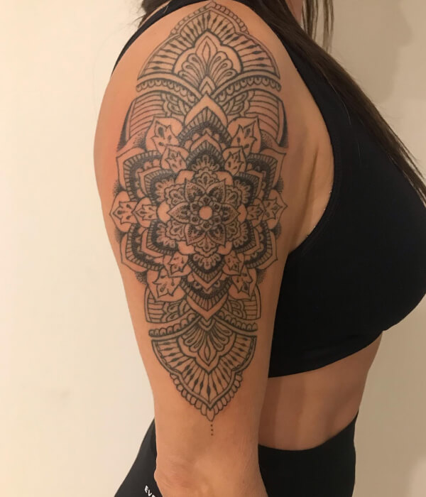 Aquarius tattoo in mandala