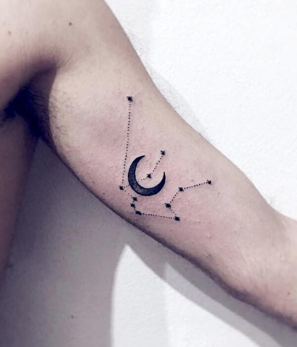 Aquarius tattoo with planets