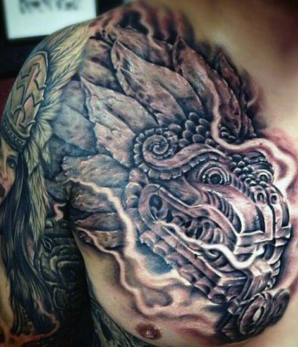 Aztec dragon tattoo