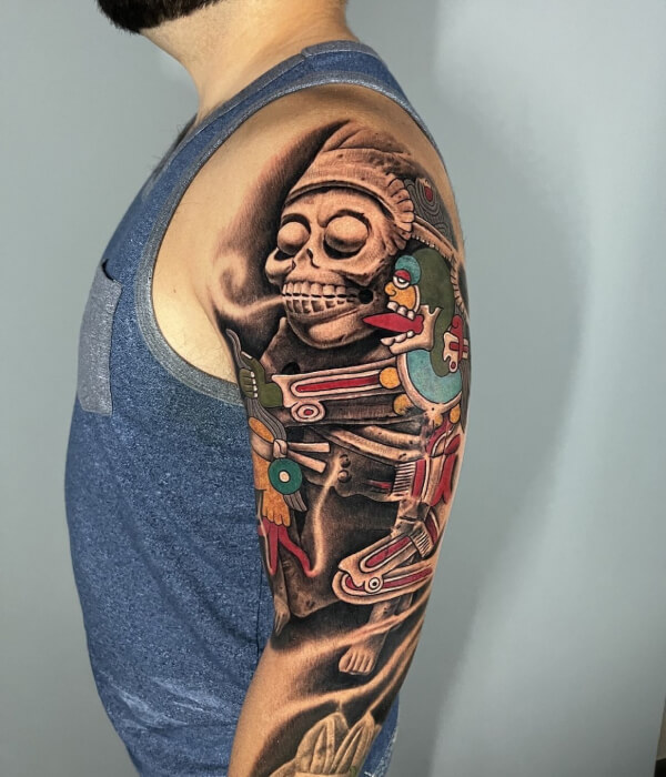 Aztec god of death tattoo