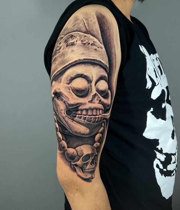 Aztec god of death tattoo