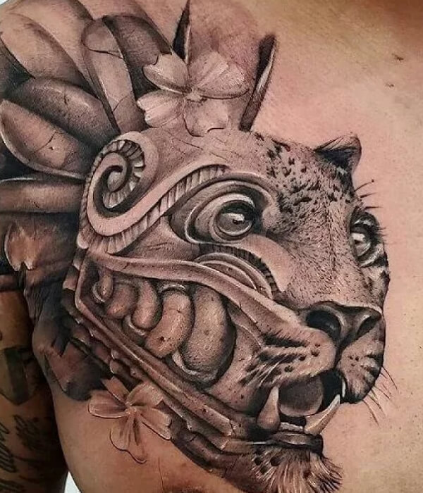 Aztec lion tattoo