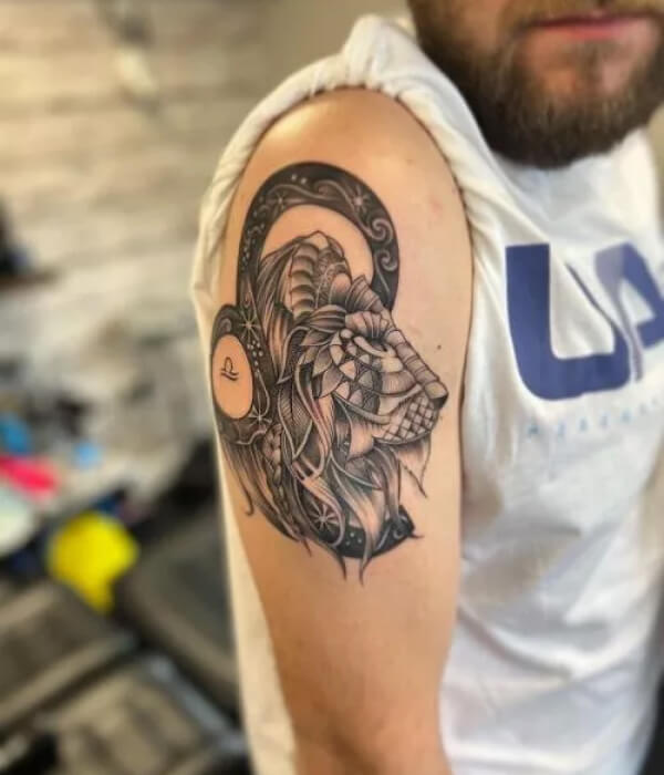 Aztec lion tattoo