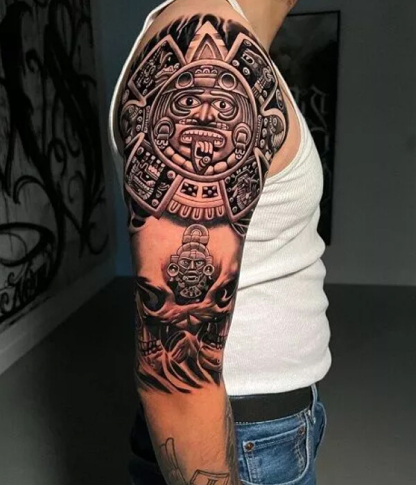 Aztec pyramid tattoo