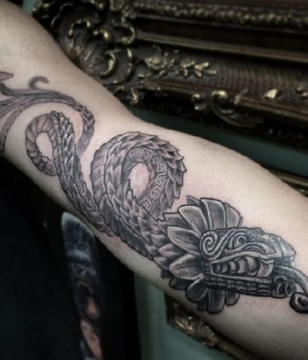 Aztec serpent tattoo