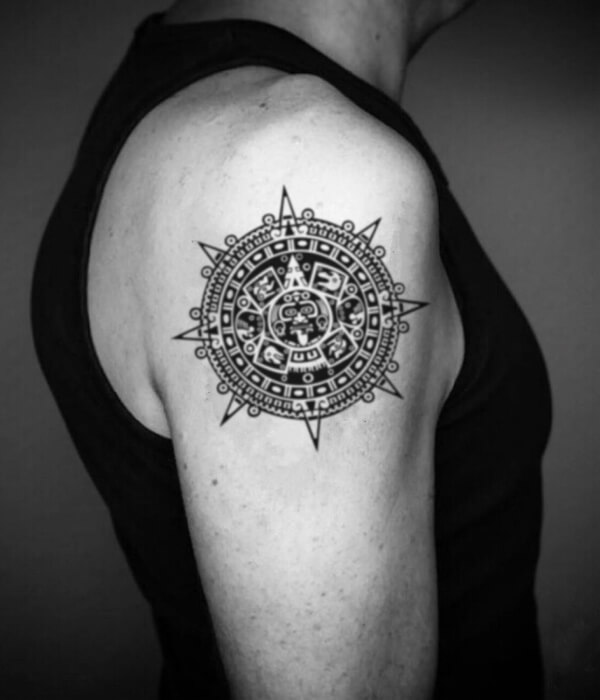 Aztec sun tattoo