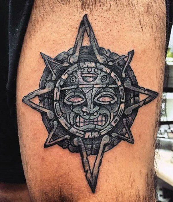 Aztec sun tattoo