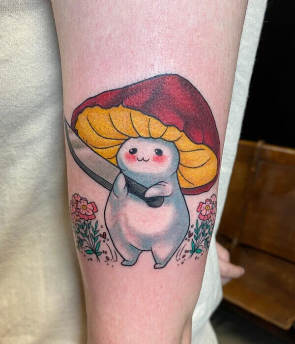 Cartoon Mushroom Tattoo