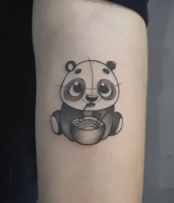 Cartoon panda tattoo