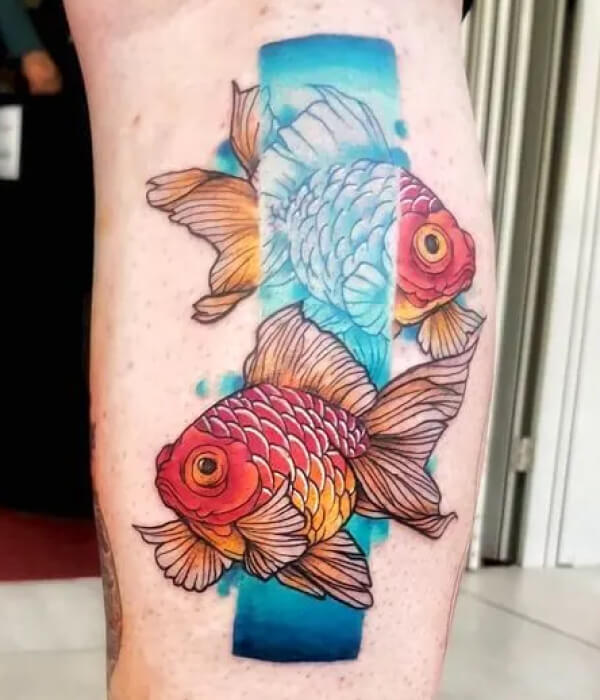Colorful fish tattoo for Pisces