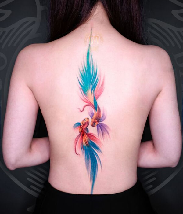 Colorful fish tattoo for Pisces