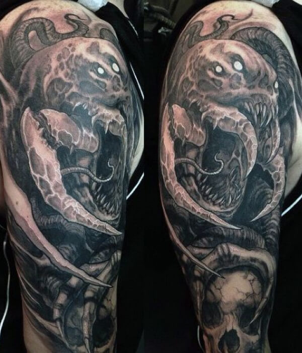 Devil arm tattoo