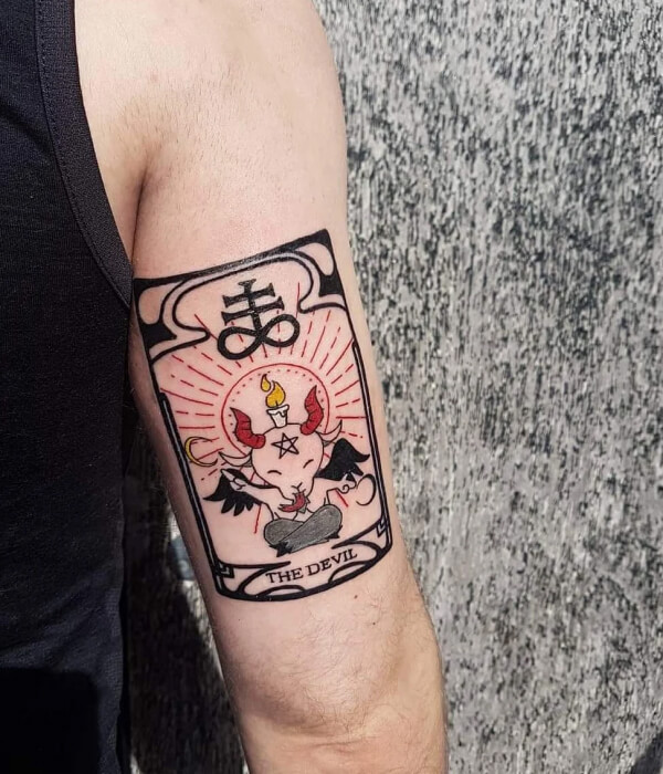 Devil card tattoo