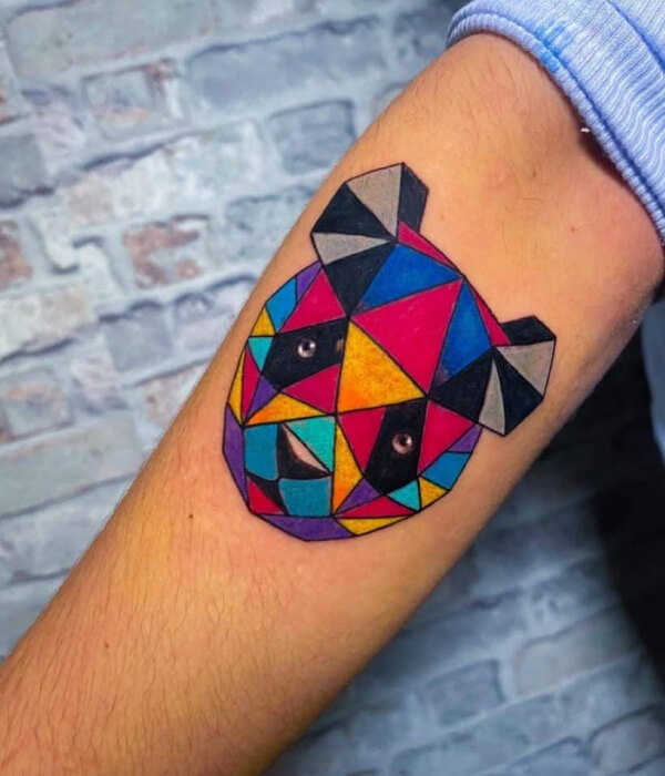Electric panda tattoo geometrical shape