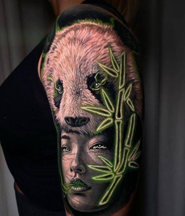 Electric panda tattoo geometrical shape