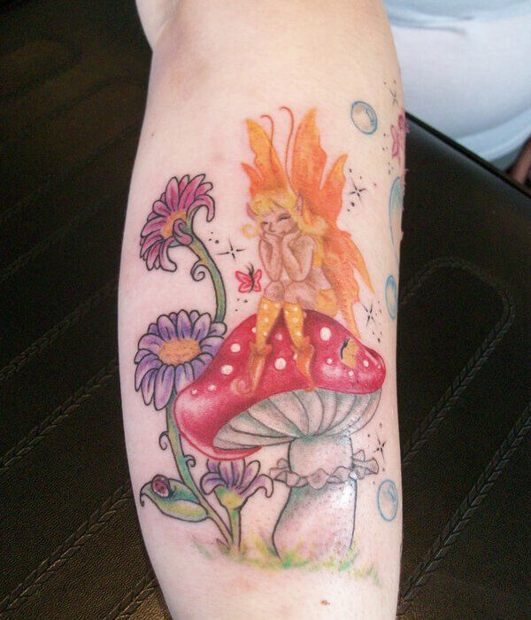 Fairy Tale Mushroom Tattoo Design