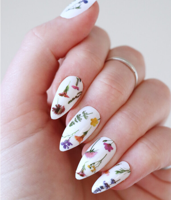 Floral fingernail tattoo