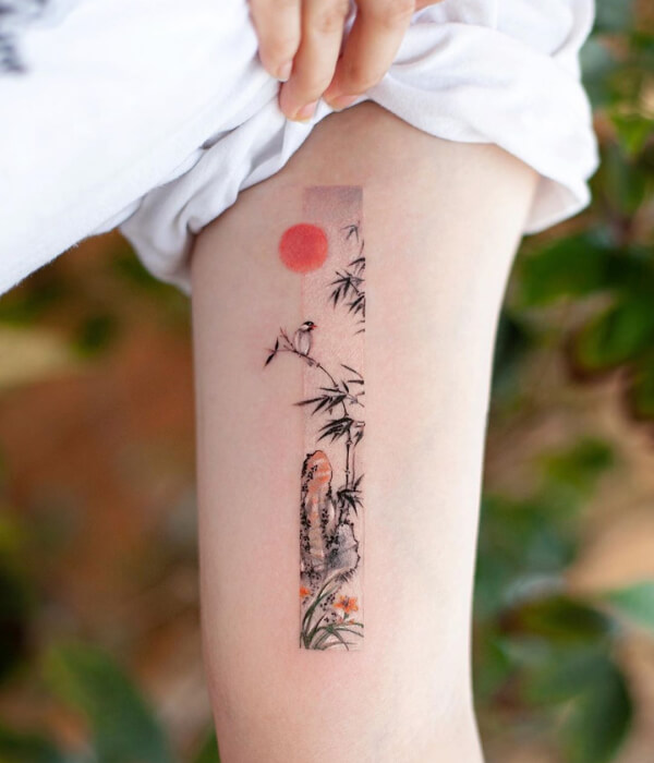 Framed bamboo tattoo