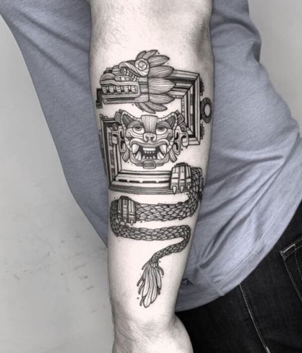 Geometric Aztec tattoo