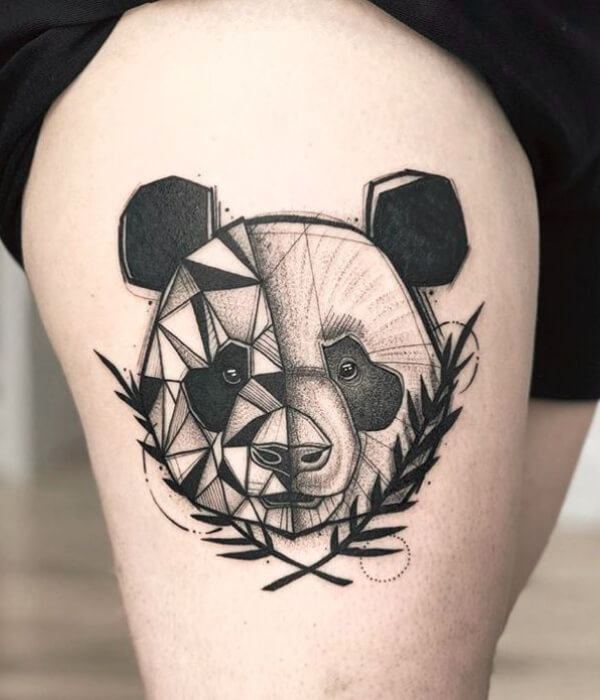 Geometric panda tattoo