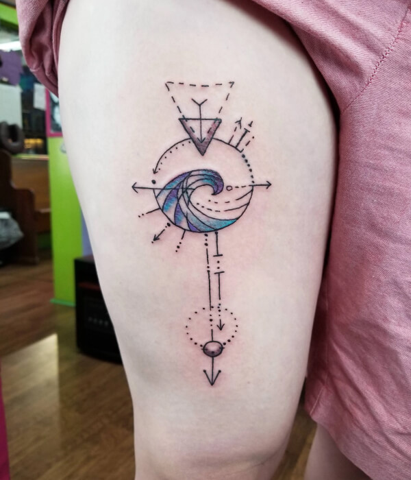Geometrical Aquarius tattoo