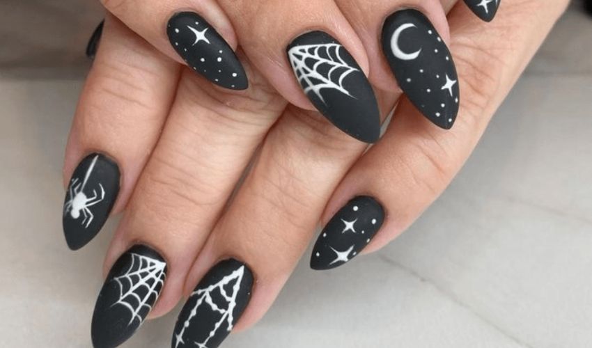 spider nail tattoo