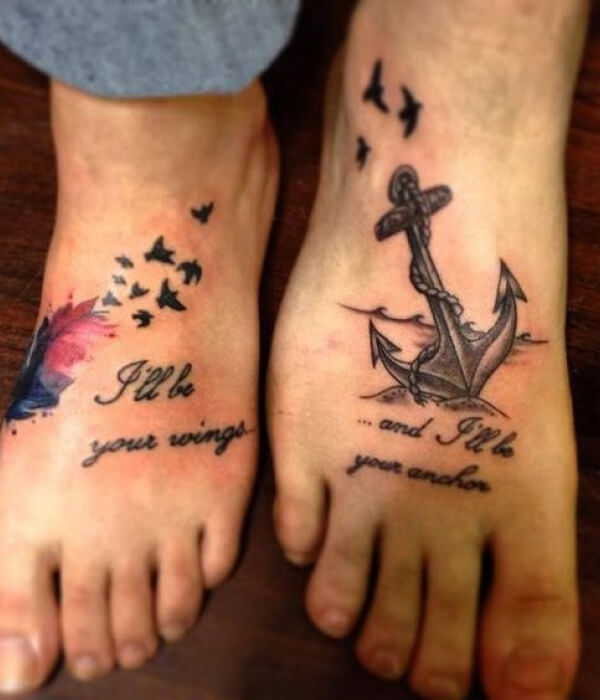 Matching anchor sister tattoo