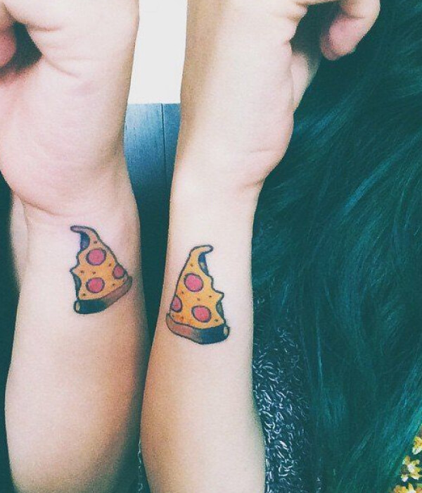 Matching pizza sister tattoo