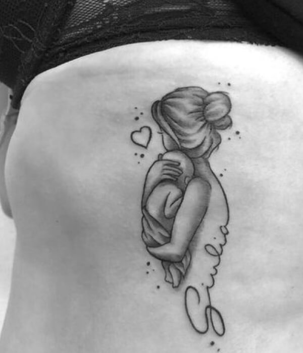 Mom and baby silhouette tattoo