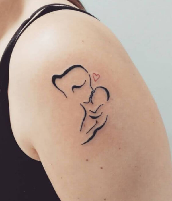 Mom and baby silhouette tattoo