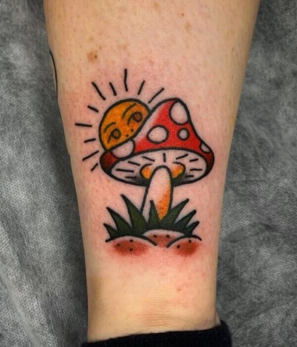 Mushroom Tattoo Design in Color