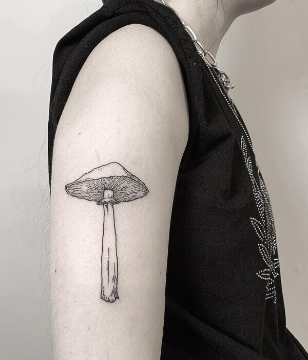 Mushroom Tattoo Design with a Fine Line