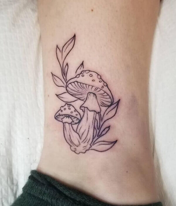 Mushroom Tattoo with Flowers