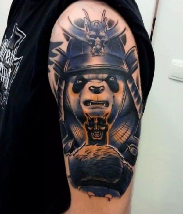 Panda tattoo sleeve back ink