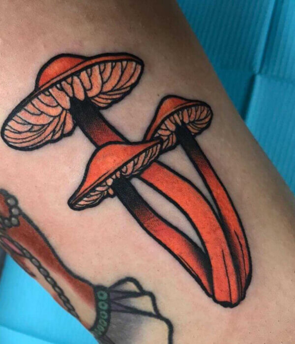 Red and White Mushroom Tattoo Design