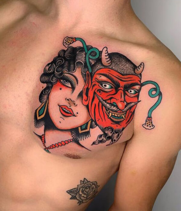 Stylish devil tattoo