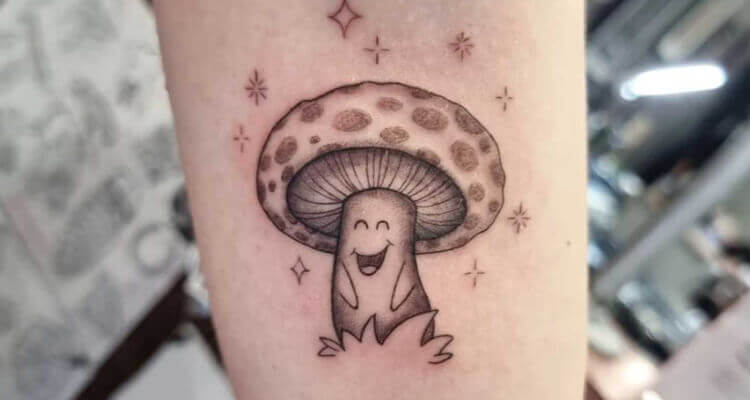 Mushroom And Fairy Tattoo Design