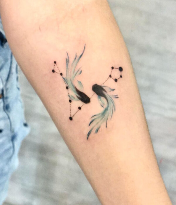 Water lily Pisces tattoo