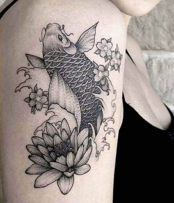 Water lily Pisces tattoo