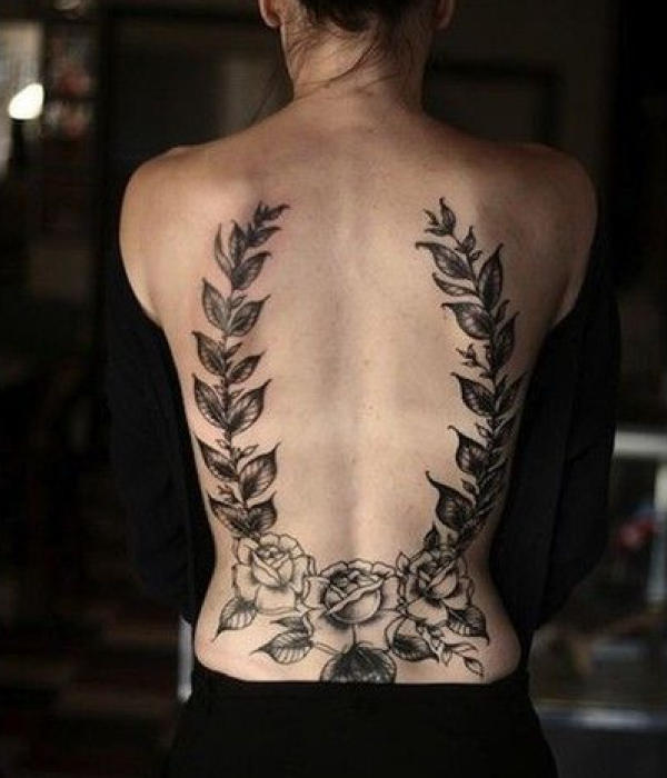 Big plant tattoo on the back