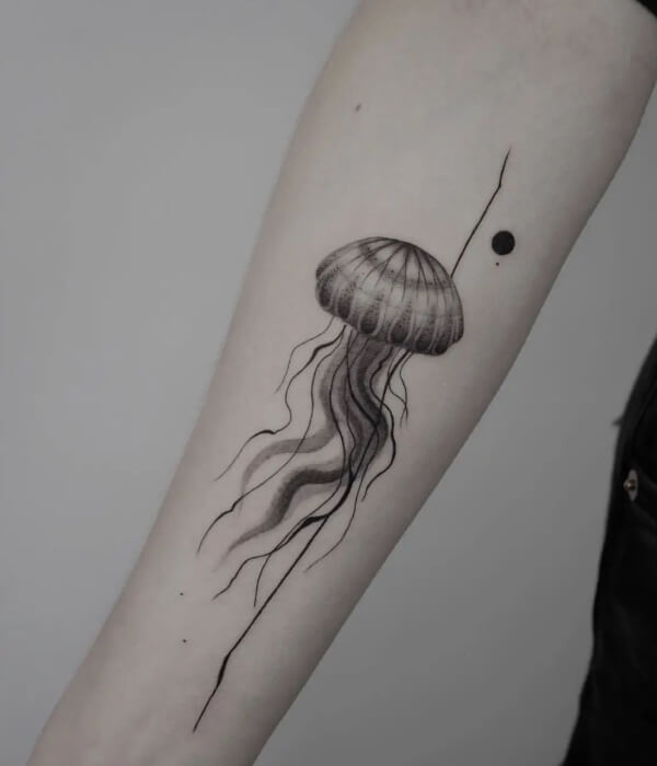 Black and white jellyfish tattoo