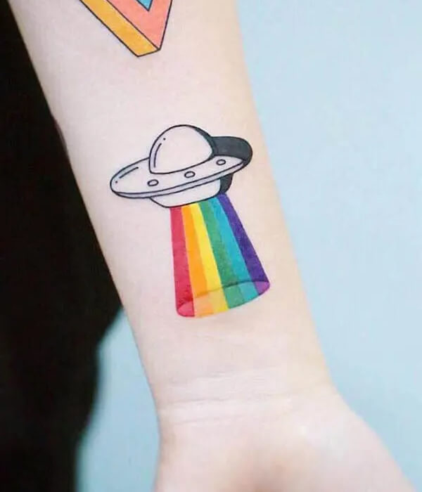 Cartoon UFO tattoo