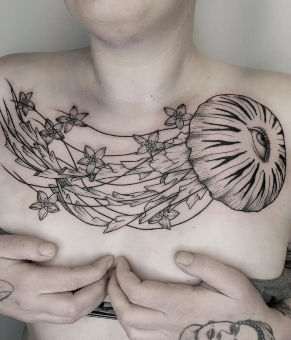 Chest Jellyfish Tattoo