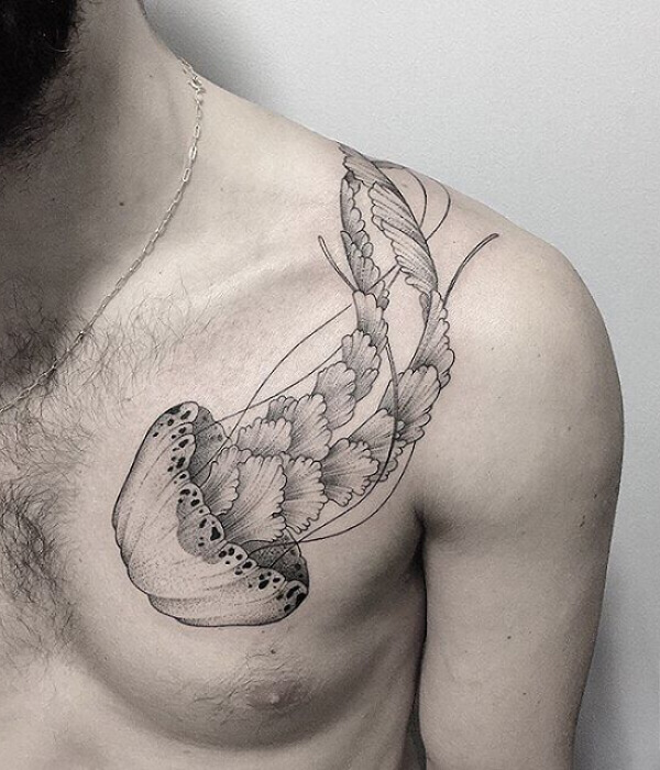 Chest Jellyfish Tattoo