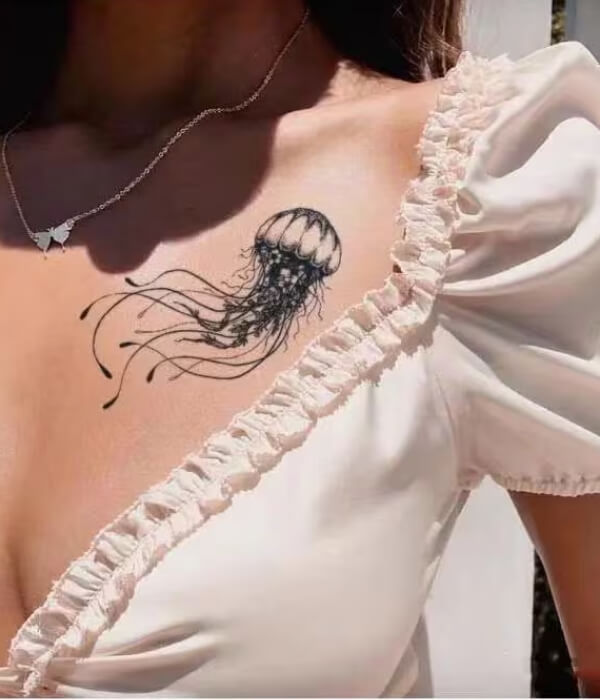 Chest Jellyfish Tattoo