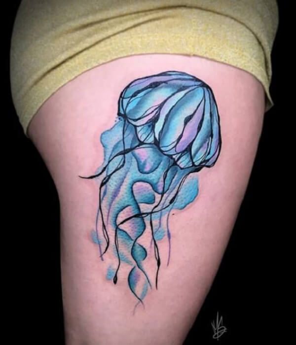 Colorful jellyfish tattoo