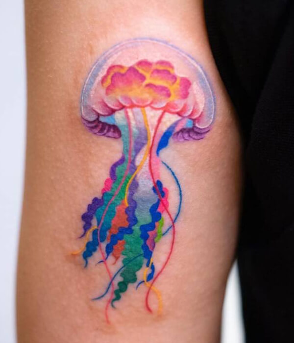 Colorful jellyfish tattoo