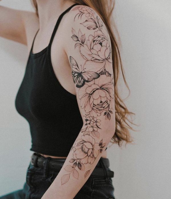 Floral stem plant around the arm