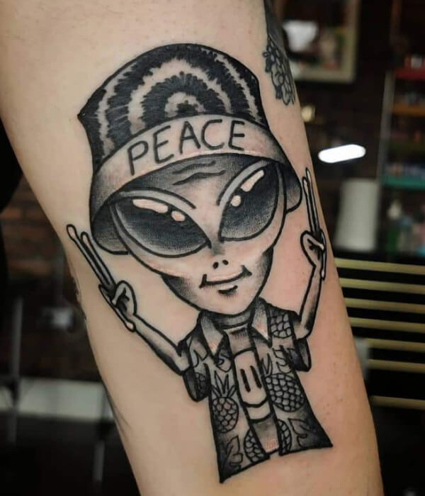 Funny alien tattoo